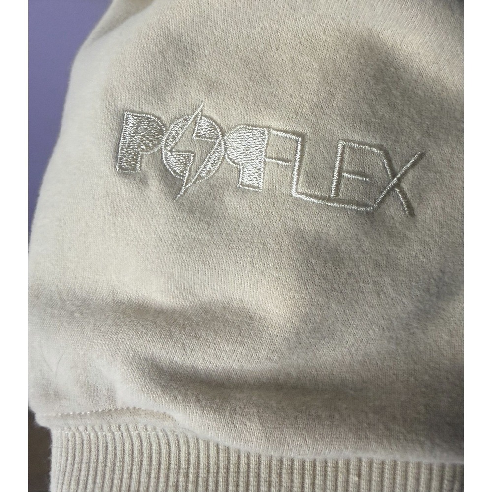 Popflex Women's Small Sweatshirt Belle Crewneck Pullover Beige Puff Sleeve Crop - Picture 2 of 7
